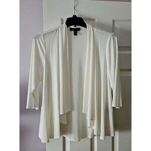 R&M Richards Womens Open Front Cardigan 3/4 Sleeves Ltwt L Ofc Light Academia